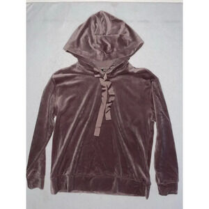 Peyton Jensen Pink Velour Long Sleeve‎ Pullover Hoodie Size XS Rose Y2K Velvet